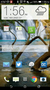 The Home Screen on my HTC One M8. Google Maps should be where Waze is!