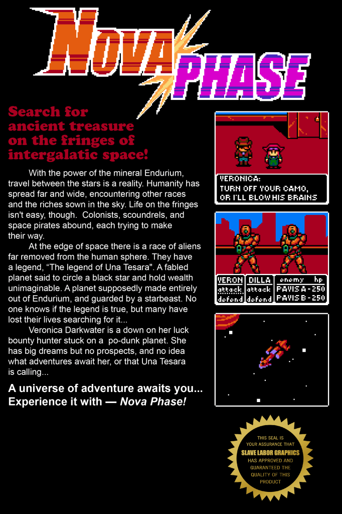 The promotional back cover for Nova Phase, issue 1