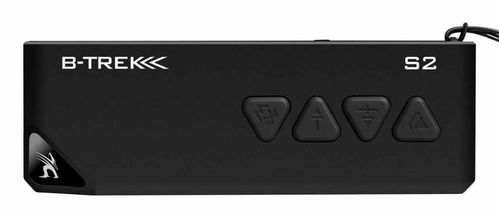 A view of the Sentey B-Trek S2 Bluetooth speaker's control buttons.