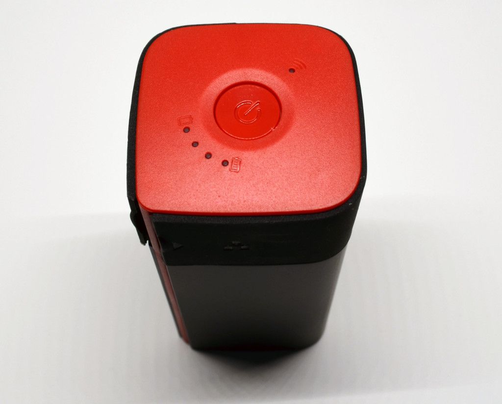 The power button and indicator LEDs.