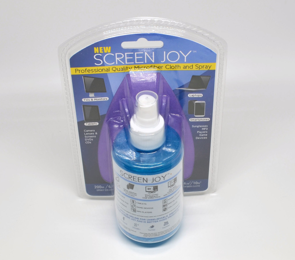 The packaging for the Screen Joy Computer Screen Cleaner and Microfiber Cloth.