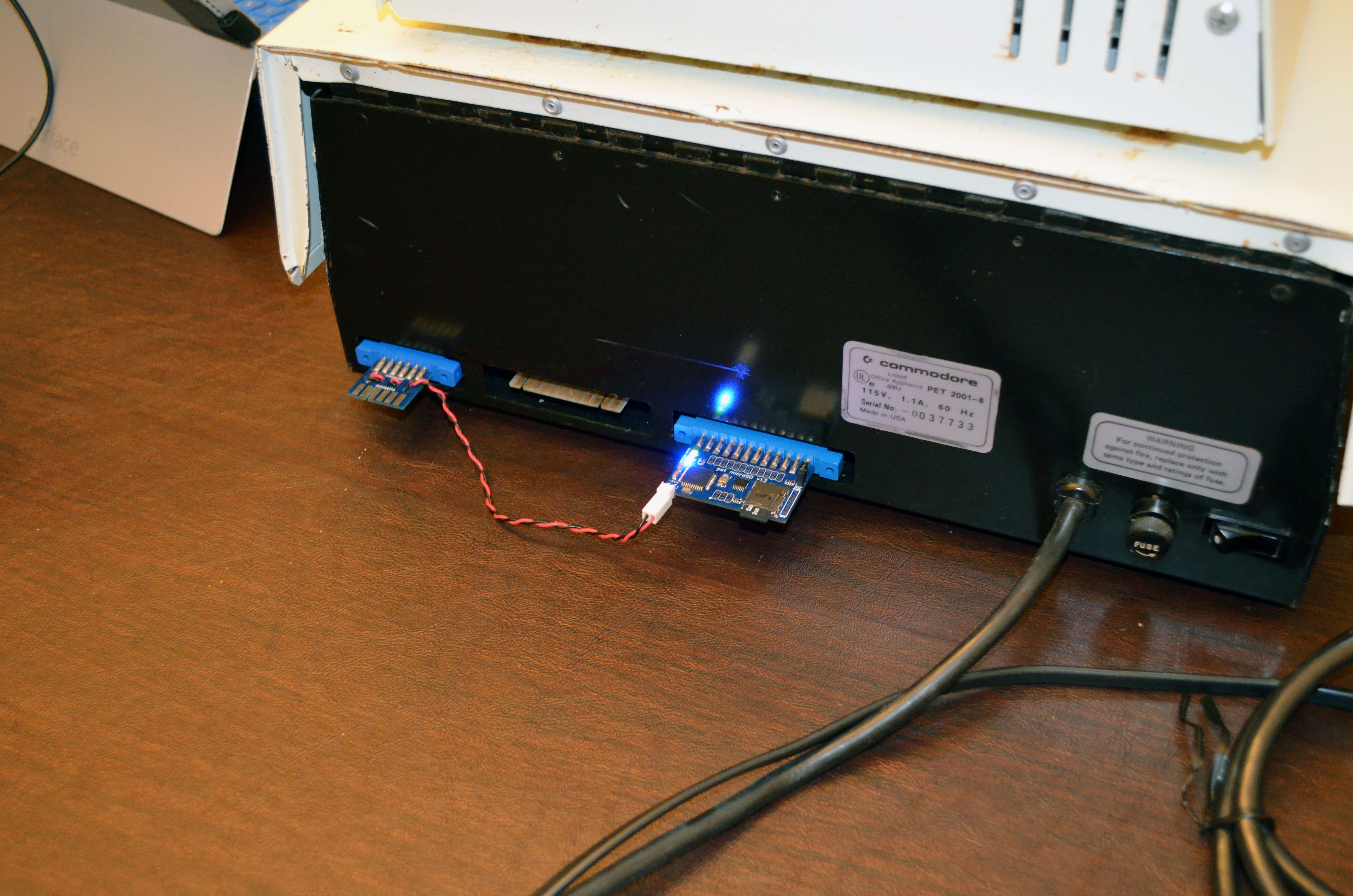 Indicator lights are a go, and my PET still booted correctly to its BASIC 4.0 and 32K startup screen.