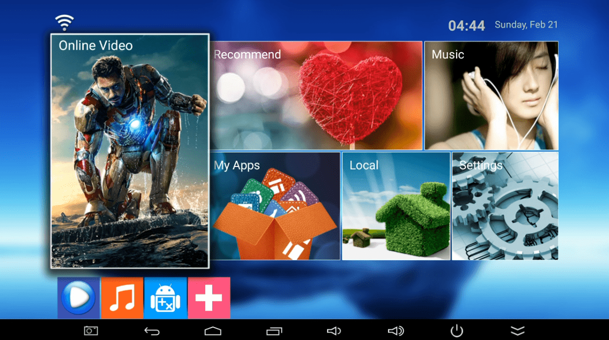 The Home screen.