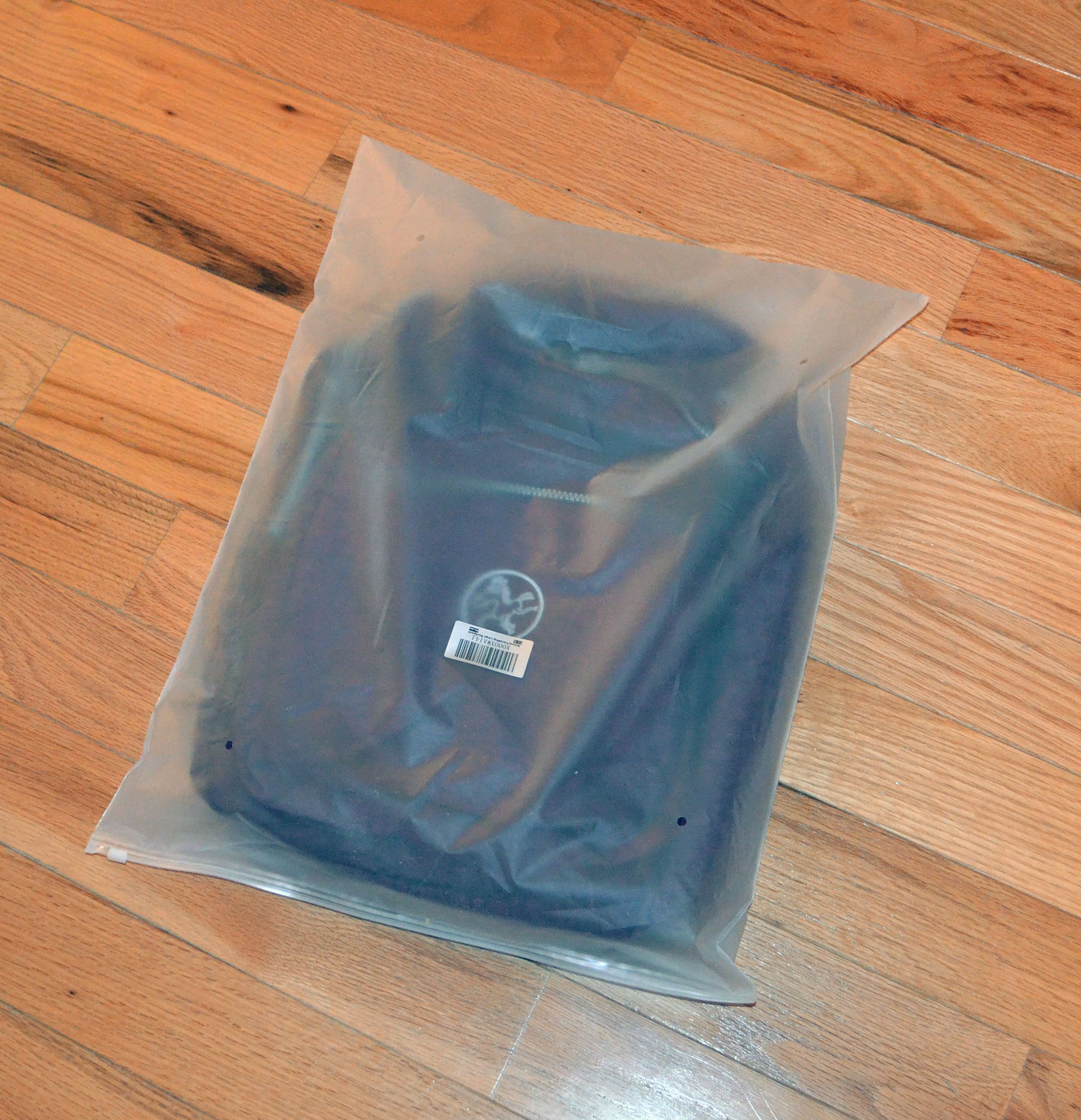 The backpack arrives in a nice plastic zip storage bag.