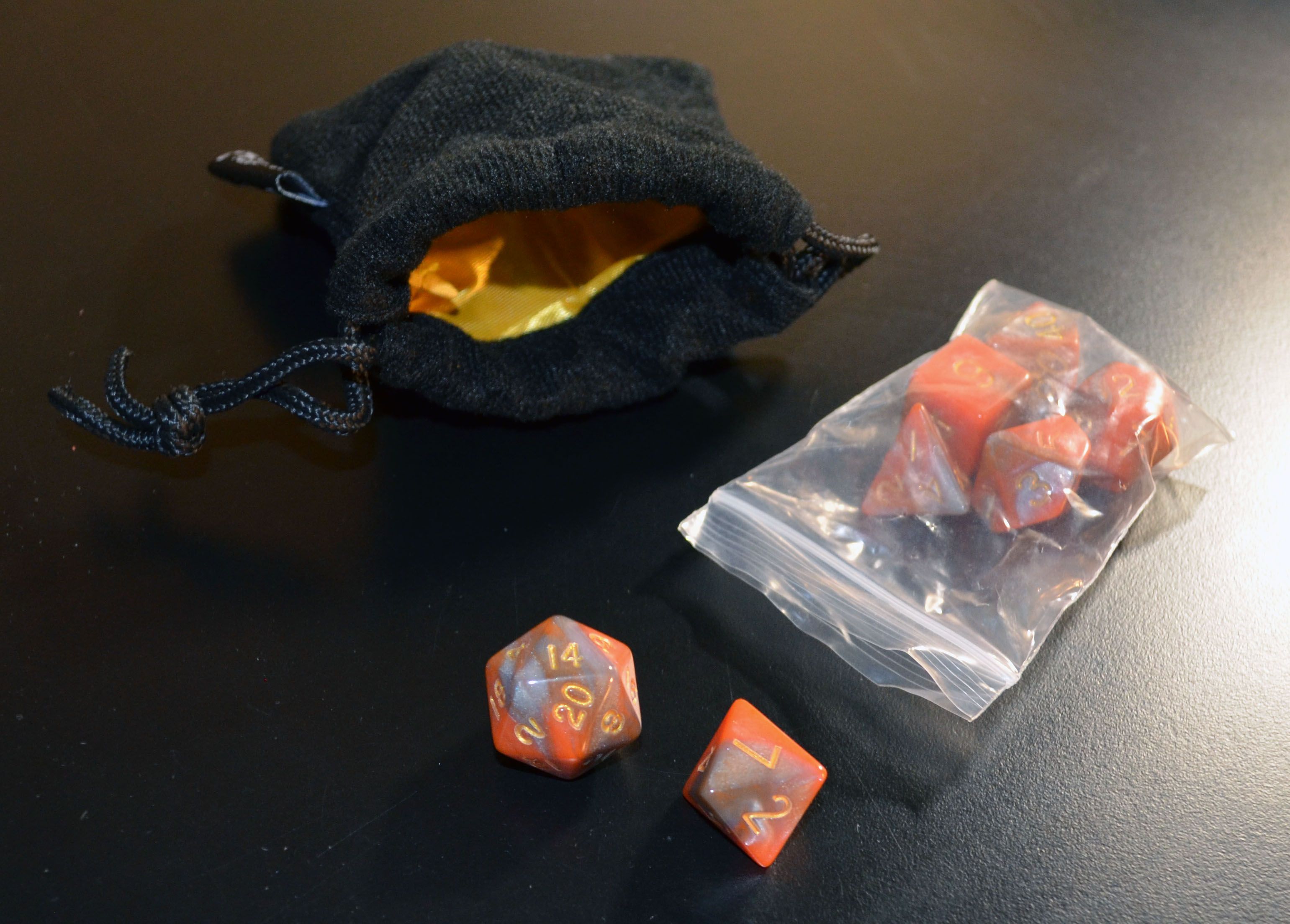 Orange and Grey Swirl Dice