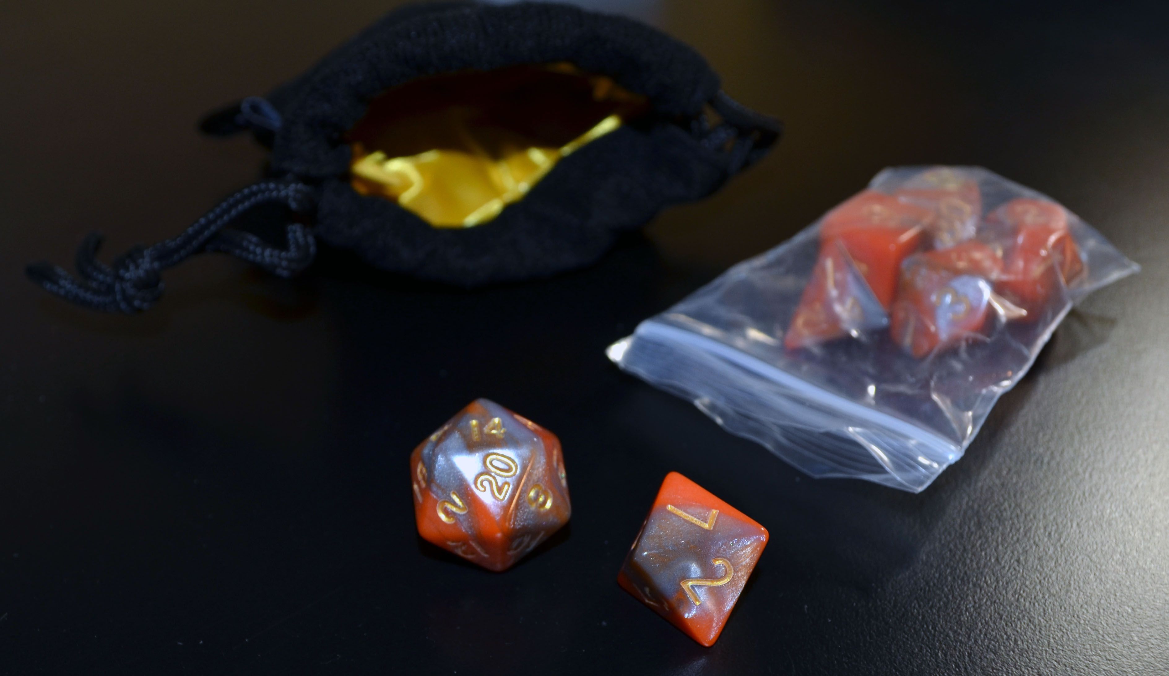 Orange and Grey Swirl Dice