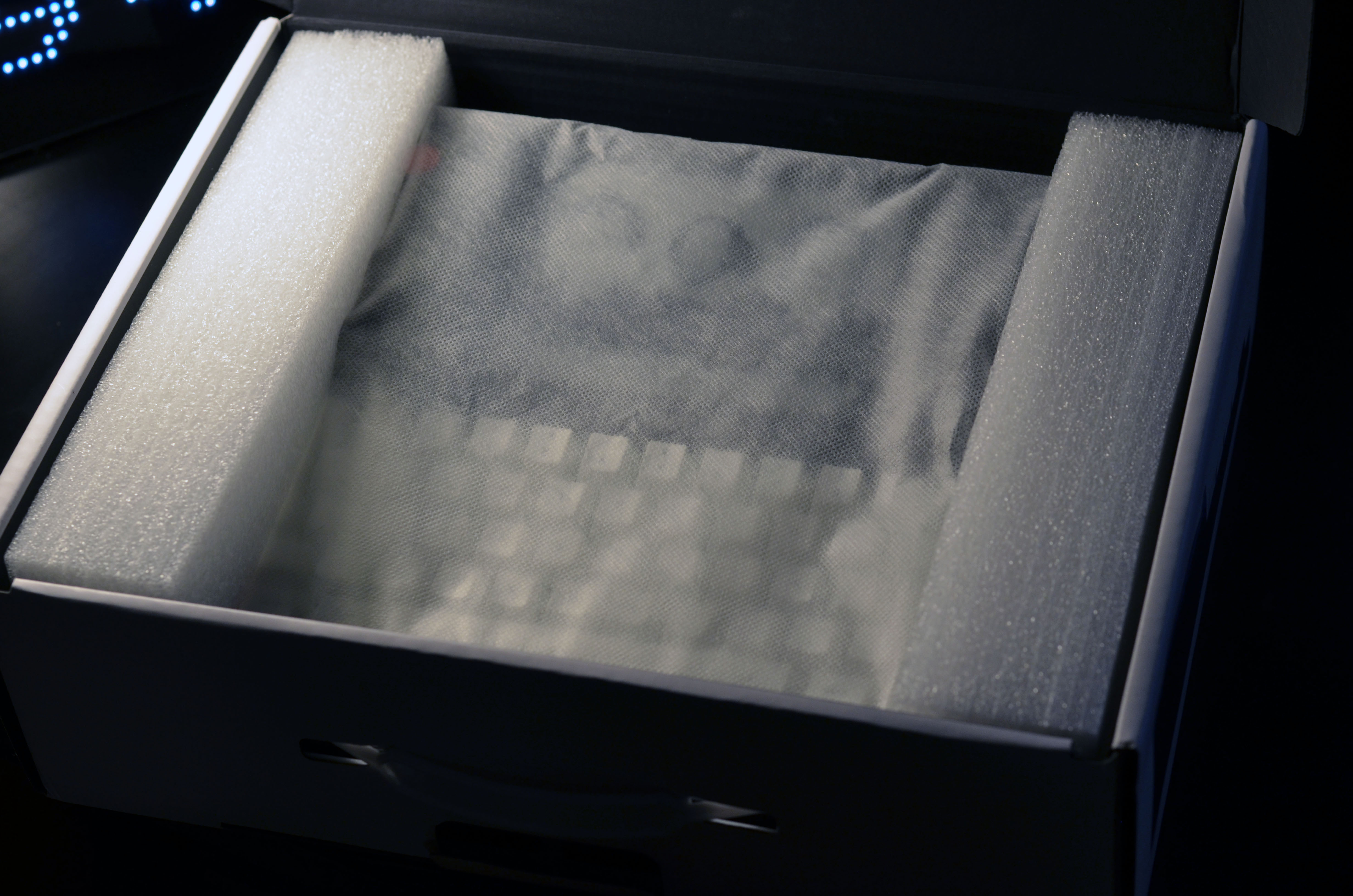 Opening the box.