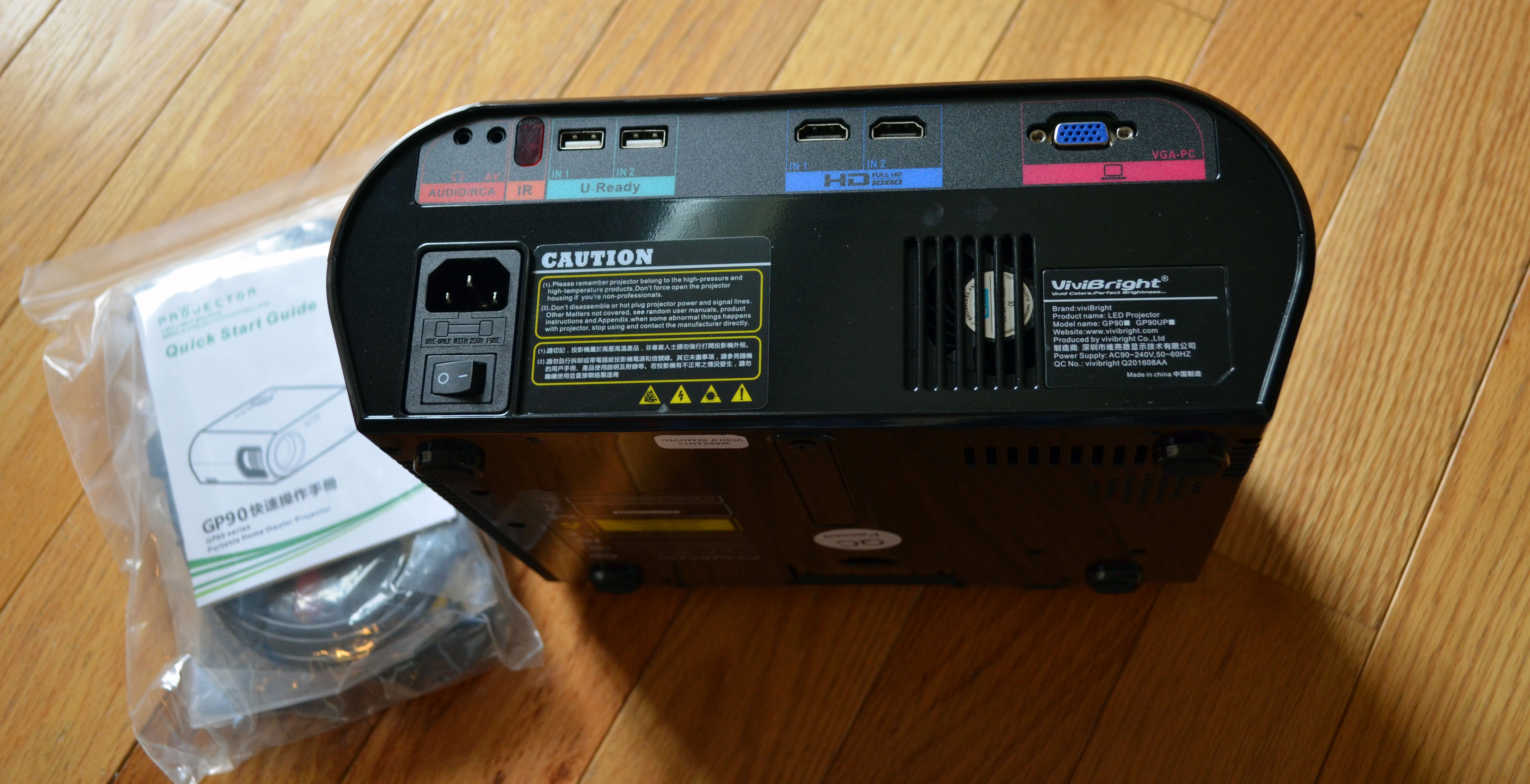 The rear of the projector.