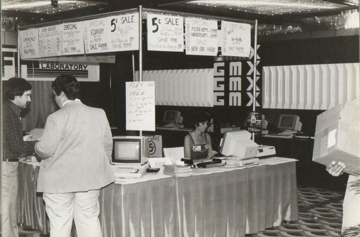 Frank Hogg: "Bob Phillips of GMX, Rich Hogg did all the software, drivers, etc., for Flex and OS9 and Carol Sprague behind the table."