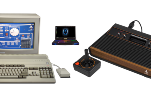 Commodore Amiga 500, Alienware laptop, Atari 2600 VCS