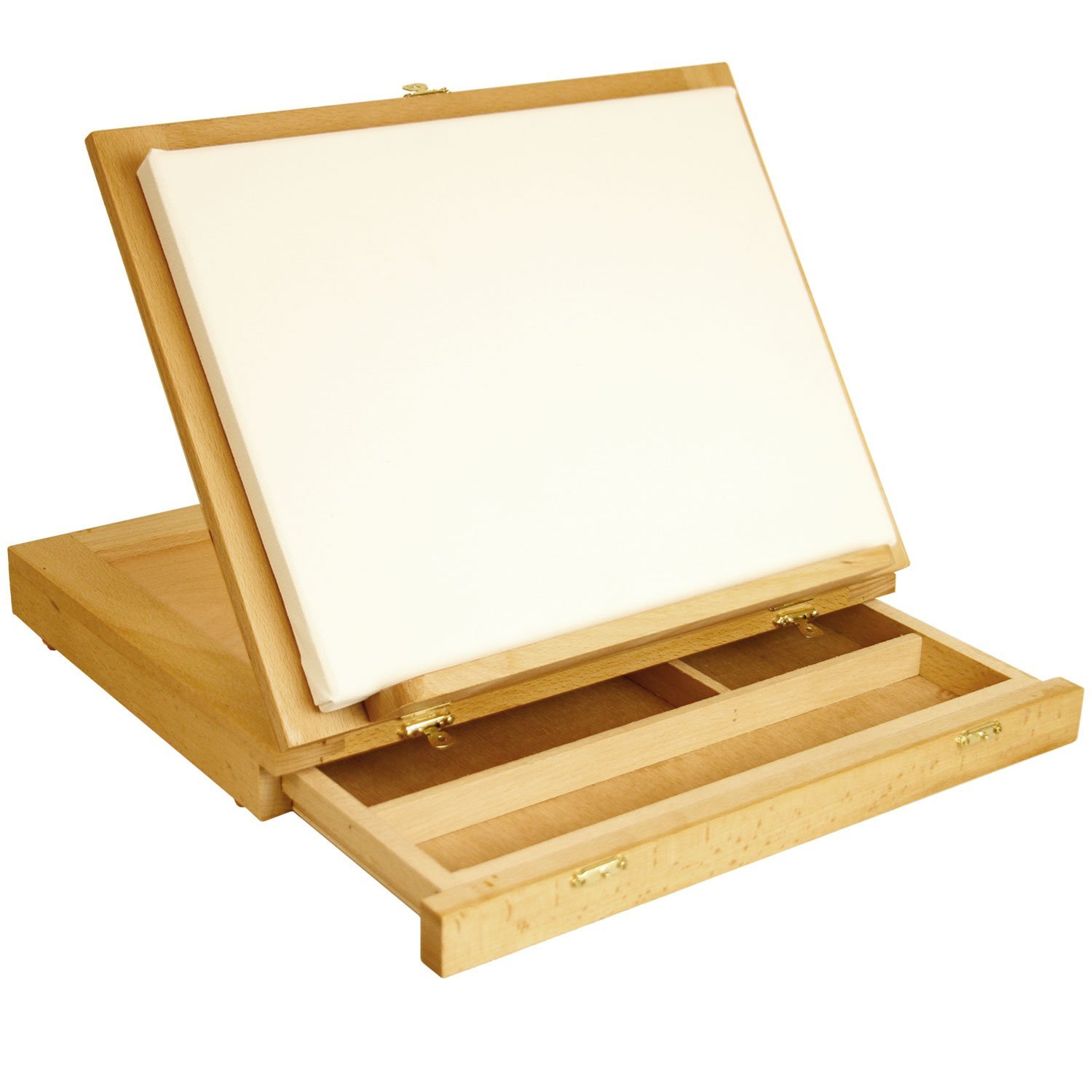 US Art Supply Wooden Flip Opening Artist Brush & Tool Box