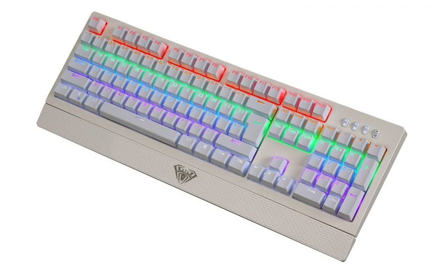 AULA Wings of Liberty White 104-key RGB Mechanical Keyboard with Blue Switches