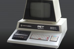 Commodore PET 2001 computer. On display at the Musée Bolo, EPFL, Lausanne.