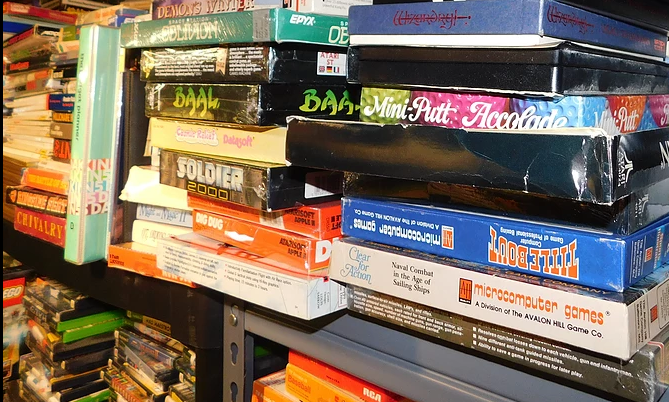 Besides tons of everything else, there are many thousands of boxed games for just about every videogame and computer platform!