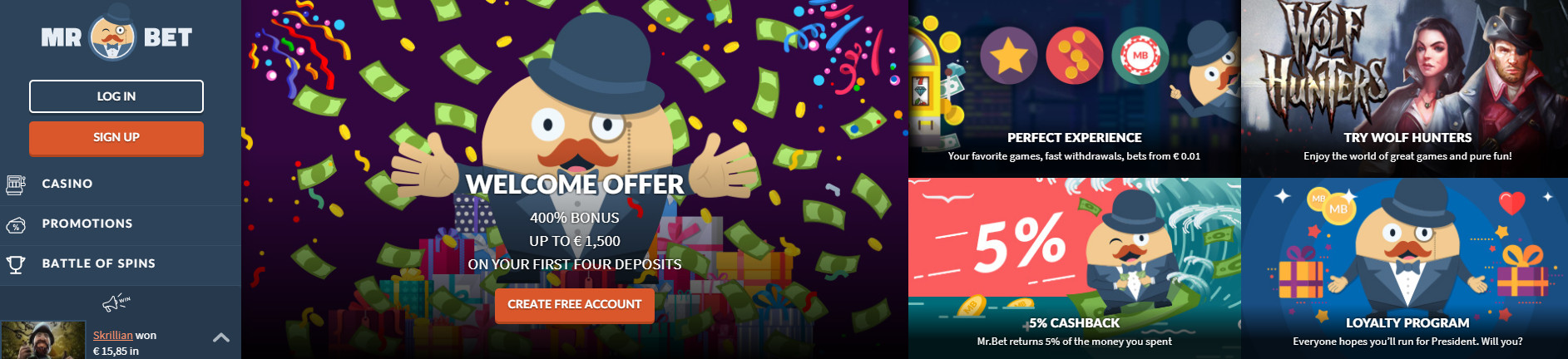 MR BET has great rewards for new players