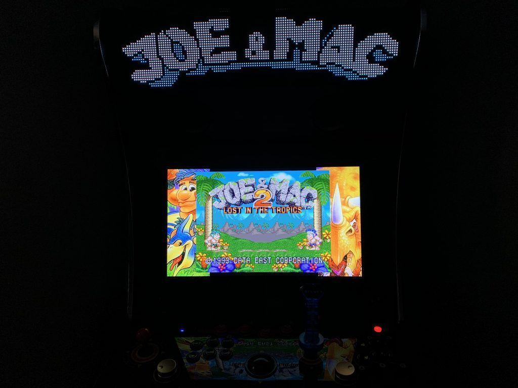Joe & Mac 2: Lost in the Tropics running on the Legends Ultimate with Pixelcade via the PixelcadeX app