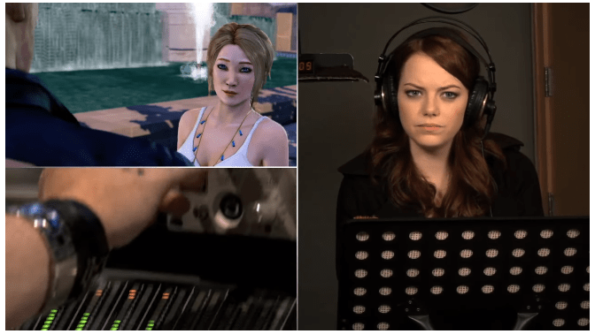 Emma Stone recording voice overs for Sleeping Dogs