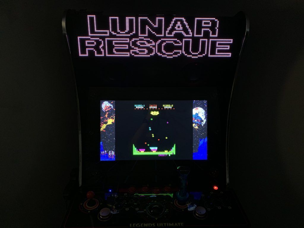 Lunar Rescue running on the Legends Ultimate with Pixelcade/BitPixel and PixelcadeX app