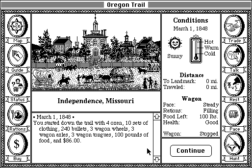 An early Apple Macintosh port of The Oregon Trail