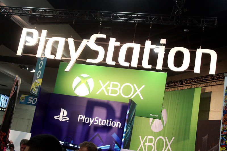 Sony PlayStation and Microsoft Xbox booths