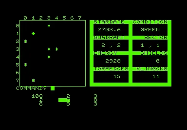 Star Trek (Commodore PET, 1978) screenshot