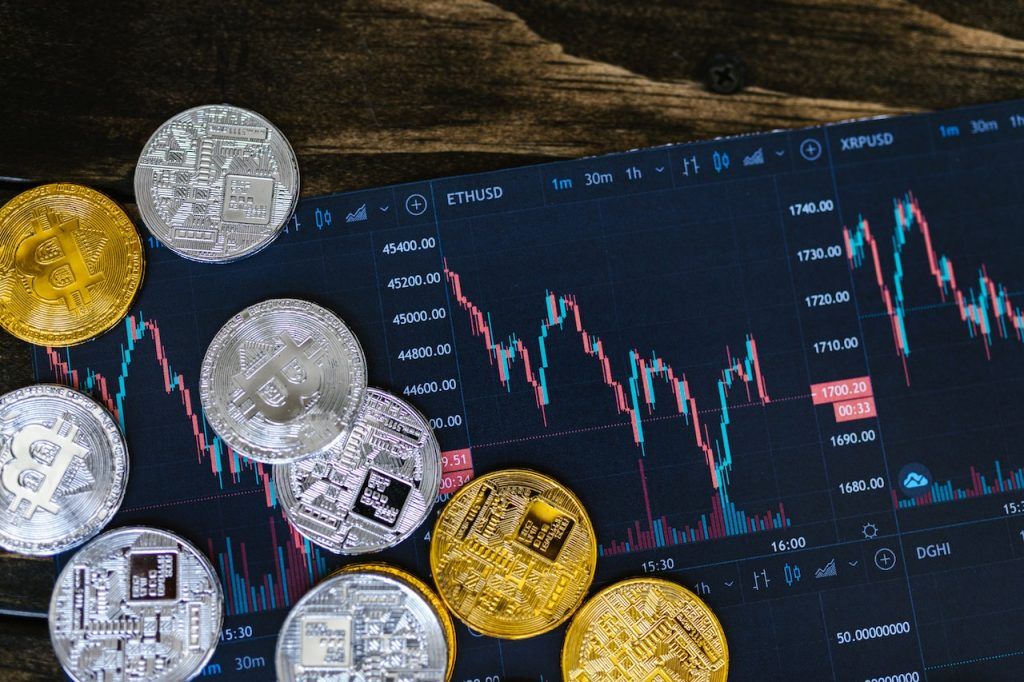 Coins on a cryptocurrency screen