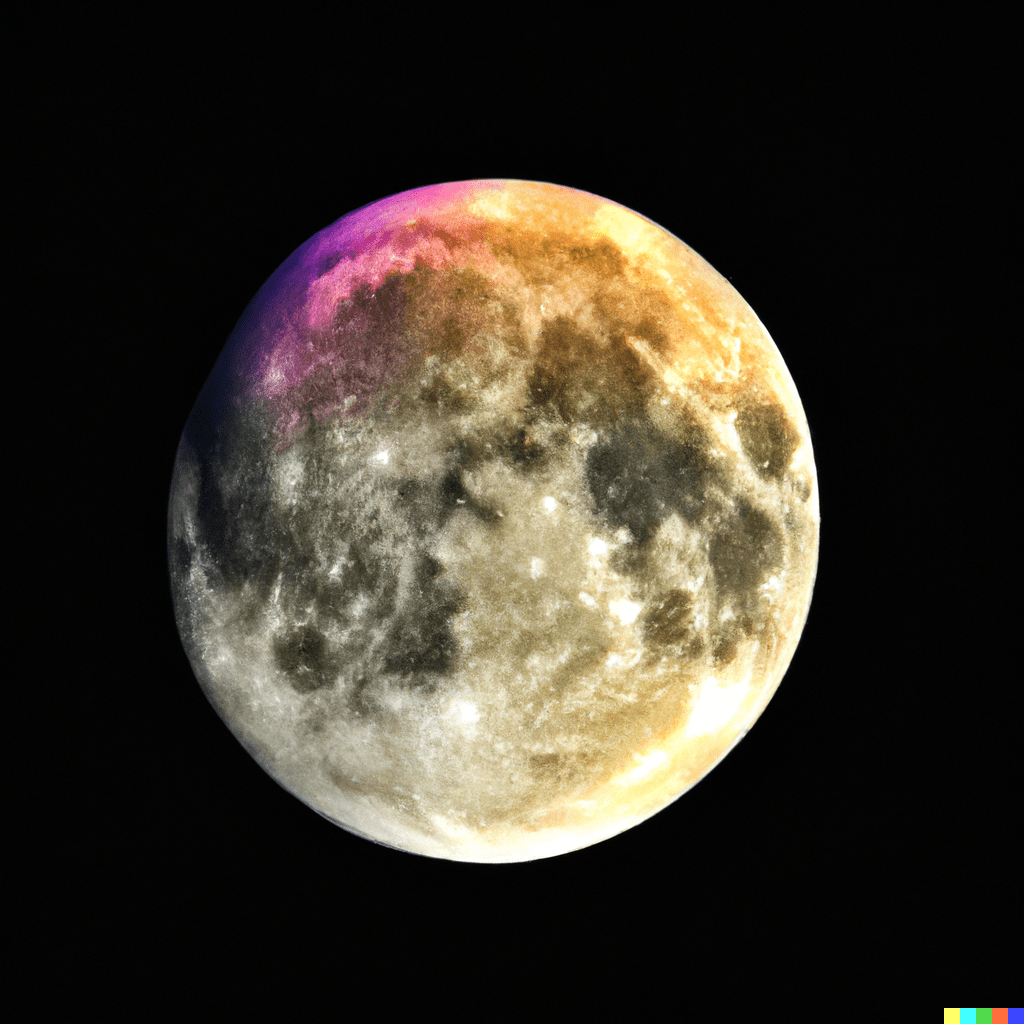 A colorful moon generated by DALL-E