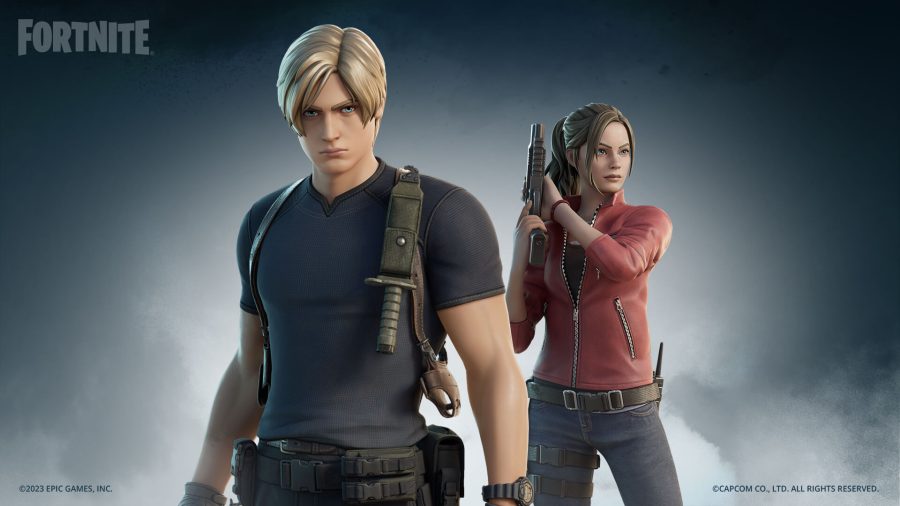 Leon and Claire from Resident Evil models from Fortnite