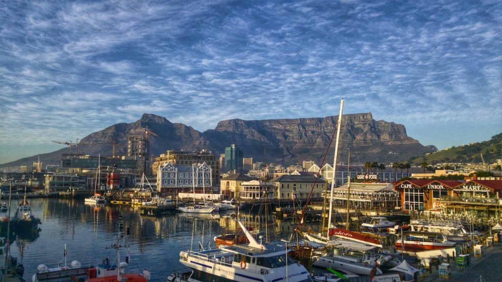South African shore with boats and homes
