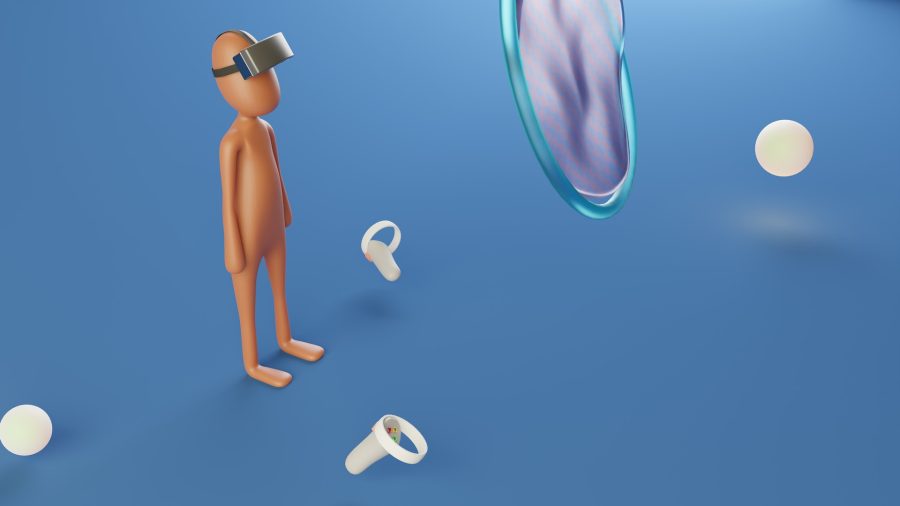 cartoon figure with a VR headset