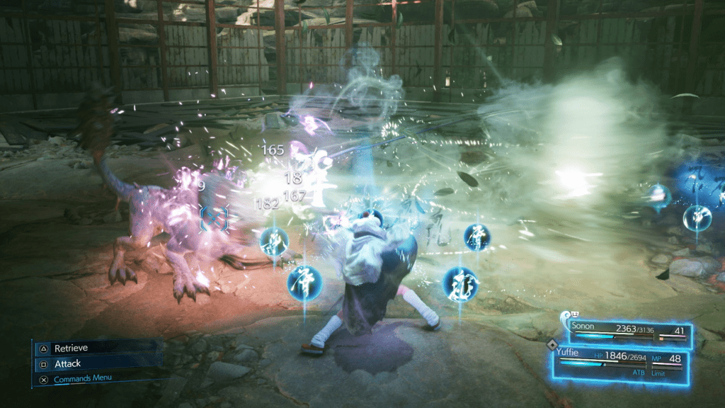 Final Fantasy VII Remake Intergrade screenshot showing a battle
