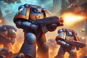 Space marines in a battle in Warhammer 40k - Generated with AI
