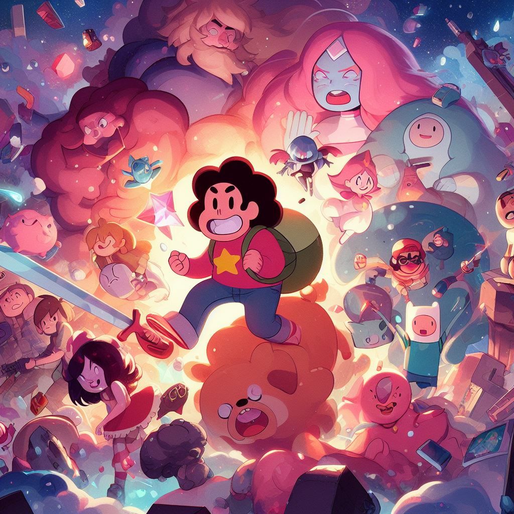 Steven Universe Adventure Time artwork - Generated with AI