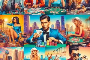 Colorful images of celebrities enjoying poker in Hollywood - Generated with AI
