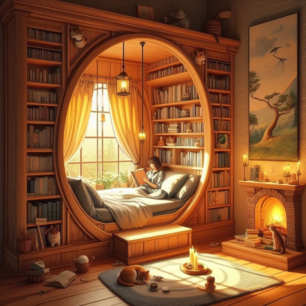 a reading nook being enjoyed - Generated with AI