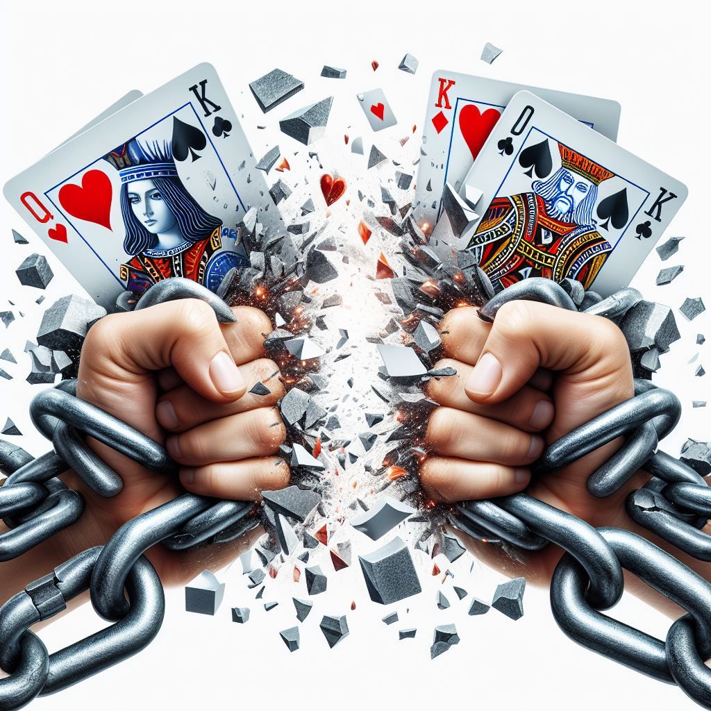 Playing cards busting out of chains - Generated with AI
