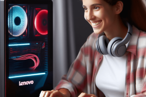 a person enjoying their lenovo legion tower 5i gaming pc - Generated with AI