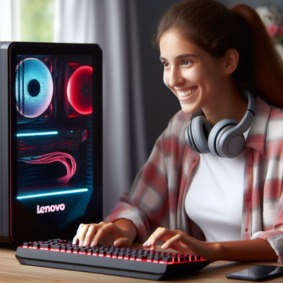 a person enjoying their lenovo legion tower 5i gaming pc - Generated with AI