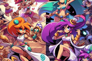 characters from the games shantae and the seven sirens and loop hero - Generated with AI