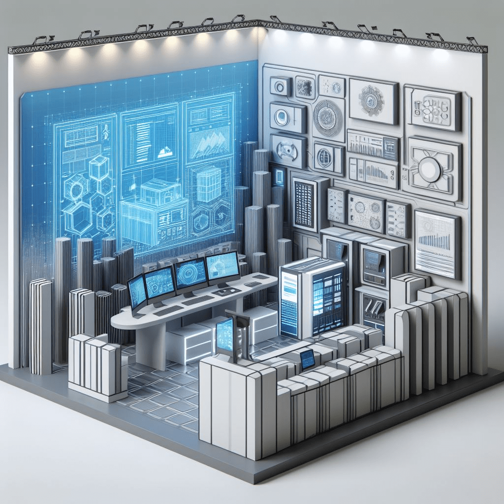 modular exhibition stands in computer promotions - Generated with AI