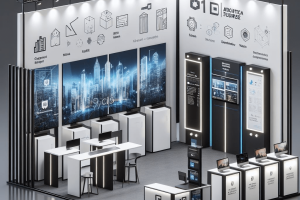 modular exhibition stands in computer promotions - Generated with AI