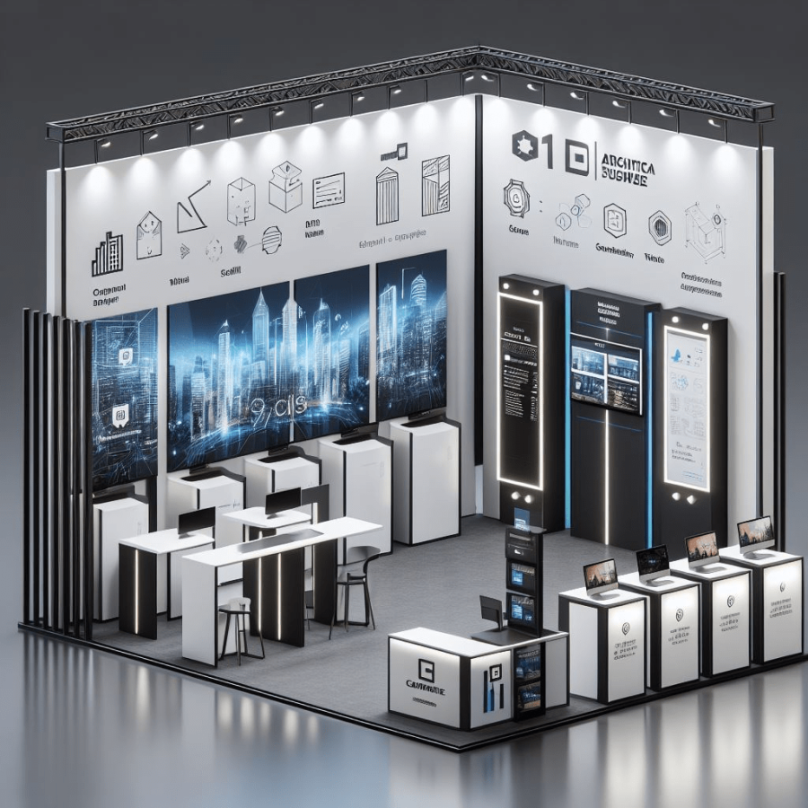 modular exhibition stands in computer promotions - Generated with AI