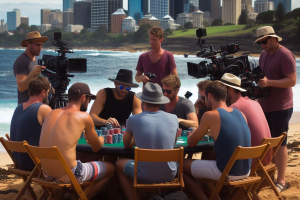 shooting a documentary about poker in australia - Generated with AI