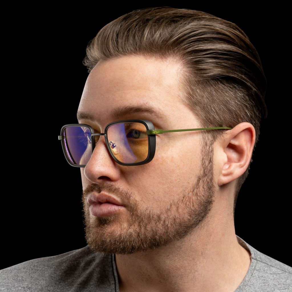 Gunnar Gaming Glasses, Clear Lens, worn by man