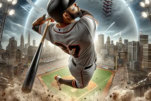 a big major league baseball player hitting a home run - Generated with AI