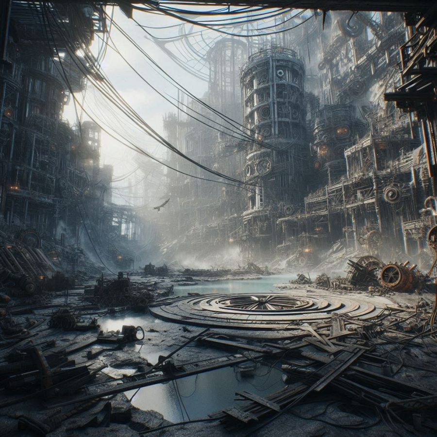 developing an elaborate post-apocalyptic environment in unreal engine - Generated with AI