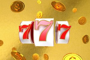 slot machine pay out concept with gold coins
