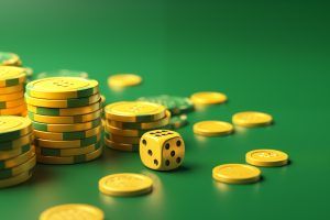 yellow dice and poker chips on a green background (Source: www.freepik.com)