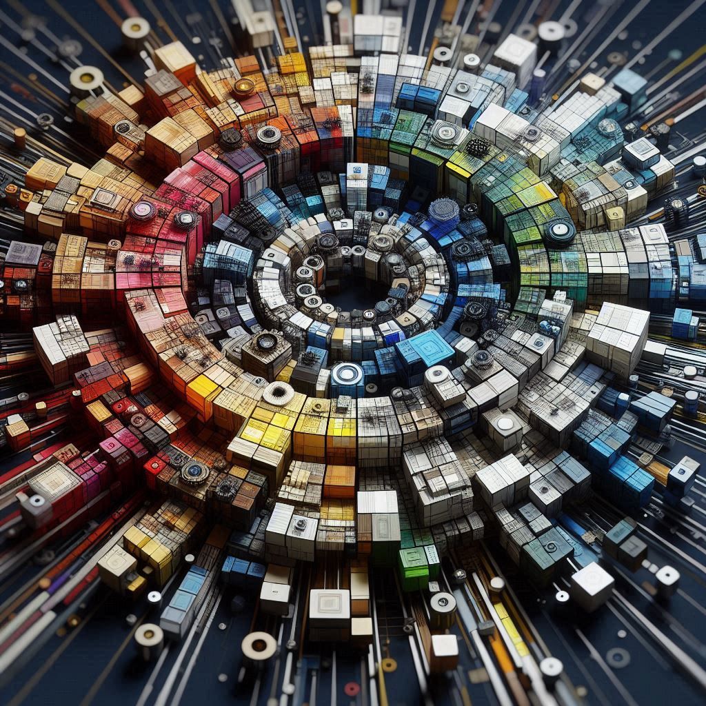 digital blocks linked together - Generated with AI