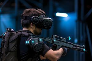 Man wearing vr glasses for gaming